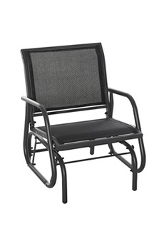 rocking chair outsunny fauteuil à bascule de jardin rocking chair design contemporain métal textilène noir