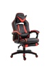 Homcom Fauteuil gamer grand confort fauteuil de bureau gamer pivotant inclinable avec coussins et repose-pieds revêtement synthétique noir rouge photo 1