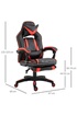 Homcom Fauteuil gamer grand confort fauteuil de bureau gamer pivotant inclinable avec coussins et repose-pieds revêtement synthétique noir rouge photo 3