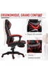 Homcom Fauteuil gamer grand confort fauteuil de bureau gamer pivotant inclinable avec coussins et repose-pieds revêtement synthétique noir rouge photo 4