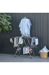 Homcom Séchoir à linge étendoir à vêtements pliable réglable avec barre de penderie et roulettes acier inox. PP noir photo 3