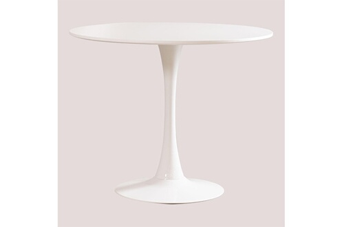Sklum Sklum table à manger ronde en mdf et métal de style tuhl blanc mdf - acier ø90 cm