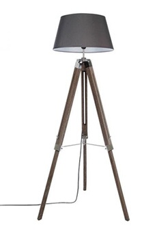 lampadaire pegane lampadaire trepied en bois coloris gris - longueur 65 x profondeur 59 x hauteur 145 cm