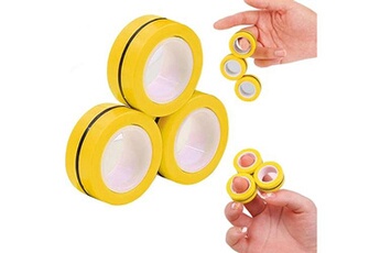 Autre jeu de plein air GENERIQUE 3 anneaux magnétiques anti-stress - rolling fingers jaunes