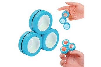 Autre jeu de plein air GENERIQUE 3 anneaux magnétiques anti-stress - rolling fingers bleus