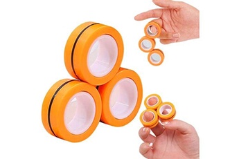 Autre jeu de plein air GENERIQUE 3 anneaux magnétiques anti-stress - rolling fingers oranges