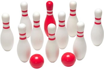 Jeux classiques Bs Toys Bs toys jeu de bowling en bois 12 pièces blanc/rouge