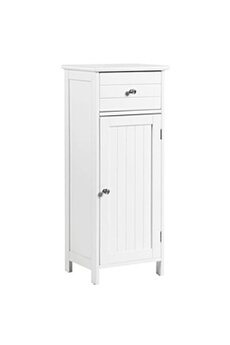 meuble de salle de bain giantex meubles de salle de bain blanc sur pied armoire de rangement à porte simple avec étagère réglable