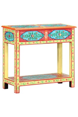 Table d'appoint vidaXL Table console peinte à la main 80x35x75 cm Bois de manguier