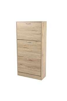 - meuble à chaussures - 3 tiroirs pratik - hauteur 115 cm - bois clair - pratik