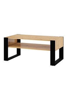 table basse nuka f 110 x 60 cm en chêne artisan noir avec étagère