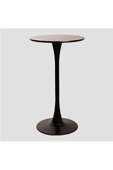 table haute sklum table haute ronde en mdf et métal (ø60 cm) ivet style noir 105,5 cm