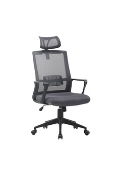 chaise de bureau avec roulettes et appui-tête teill black gris 117,5 - 125 cm