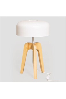 lampe de table kuta blanc - bois naturel 60 cm