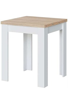 table de cuisine pegane table de cuisine extensible coloris chêne canadien / blanc artic - hauteur 79 x longueur 67/134cm x profondeur 67 cm