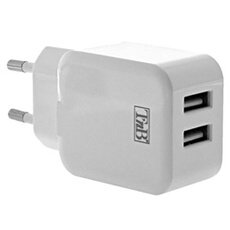 T'nB - Adaptateur secteur - 12 watt - 2.4 A - Smart IC - 2 connecteurs de sortie (USB) - blanc