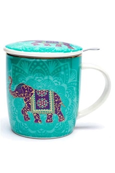 tasse et mugs phoenix import mug eléphant en porcelaine avec infuseur métal hauteur : 9.5 cm