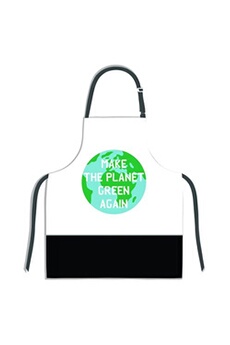 tablier enesco - tablier adulte à nouer - make the planet green again - hauteur 78 cm - largeur 68 cm