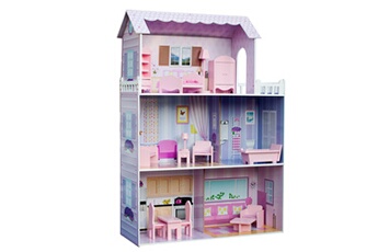 Accessoire poupée Teamson Kids Grande maison de poupée en bois rose 3.7pi avec 13 accessoires de meubles de poupée pour enfants teamson kids ven-kyd-10922a