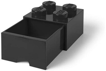 Lego Lego Pierre de rangement avec tiroir 4 plots 25 x 17 cm polypropylène noir