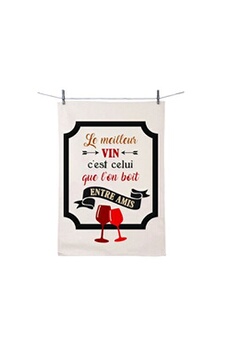torchon enesco - torchon en coton décoré - meilleur vin 50 x 70 cm