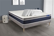 Pack prêt à dormir ACTIFLEX CONFORT Matelas Ressorts ensachés+mémoire de forme 140x190 + sommier KIT gris +2oreillers+couette