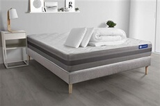 Pack prêt à dormir matelas ACTILATEX RELAX Latex et mémoire de forme 140x190 cm + sommier KIT gris + 2 oreillers + couette
