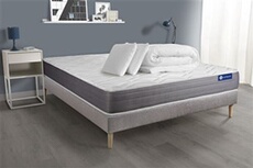 Pack prêt à dormir matelas ACTIFLEX DREAM Ressorts ensachés + mémoire de forme 140x200 + sommier KIT gris +2oreillers+couette