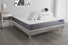 Pack prêt à dormir matelas ACTILATEX DREAM Latex et mémoire de forme 140x200 cm + sommier KIT gris + 2 oreillers + couette
