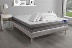 Pack prêt à dormir matelas ACTIMEMO RELAX mémoire de forme 140x190 cm Maxi épaisseur + sommier KIT gris + 2oreillers+couette