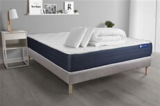 Pack prêt à dormir matelas Mémoire de forme ACTIMEMO SLEEP 140x200 5zones confort + sommier KIT gris + 2 oreillers + couette