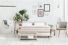 Ensemble sommier matelas LE DOUX 200x200cm Mémoire de forme 3 zones de confort - Ep. 24cm + double sommiers Blanc