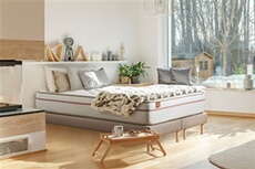 Ensemble sommier matelas LE PAISIBLE 160x200cm Mémoire de forme BioVisco - Ep. 24cm + double sommiers Beige