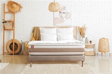 Ensemble sommier matelas LE DELICAT 140x200cm Ressorts ensachés + Mémoire de forme 5 zones de confort - Ep. 26cm + sommier Beige