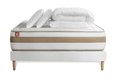 Pack prêt à dormir matelas LE RAFFINE 140x190cm Ressorts ensachés + Mémoire de forme BioVisco + sommier Blanc