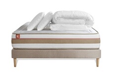 Pack prêt à dormir matelas LE TENDRE 140x190cm Ressorts ensachés + Mémoire de forme + sommier kit Beige