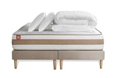 Pack prêt à dormir matelas LE TENDRE 180x200 Ressorts ensachés + Mémoire de forme + double sommiers Beige