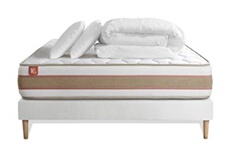 Pack prêt à dormir matelas LE DELICAT 180x200cm Ressorts ensachés + Mémoire de forme + sommier kit Blanc