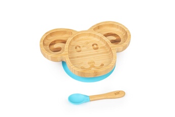 Autre accessoire repas bébé KLARSTEIN Vaisselle pour enfants assiette en bambou, cuillère 250 ml et ventouse 18 x 18 cm