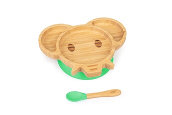 Autre accessoire repas bébé KLARSTEIN Vaisselle pour enfants assiette en bambou, cuillère 250 ml et ventouse 18 x 18 cm - forme elephant