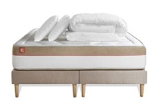 Pack prêt à dormir matelas LE COSY 160x200cm Mémoire de forme - Ep. 30cm + double sommiers Beige + 2 oreillers + couette