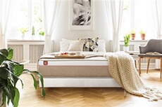 Ensemble sommier matelas LE SOYEUX 160x200cm Ressorts ensachés + Mémoire de forme BioVisco - Ep. 24cm + sommier kit Blanc