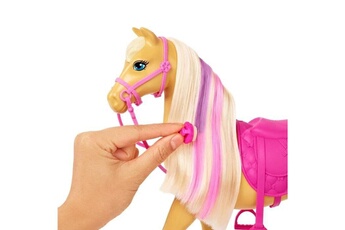 Poupée Barbie Barbie - coffret toilettage chevaux avec poupée barbie, 2 chevaux et + de 20 accessoires - accessoire poupée mannequin - des 3