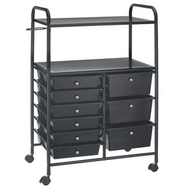 Caisson de bureau à roulettes en acier en acier avec 6 tiroirs noir | Maisons du Monde Caisson de bureau à roulettes en acier en acier avec 6 tiroirs noir | Maisons du Monde