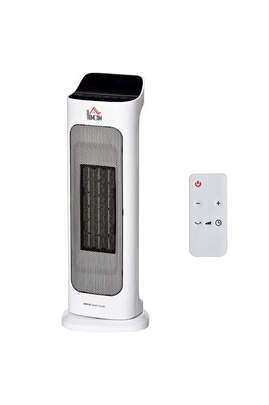 Chauffage soufflant oscillant 2000 W - radiateur céramique PTC - 3 niveaux  de puissance - chauffage d'appoint avec télécommande blanc noir