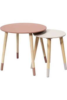 table d'appoint the home deco factory - tables gigognes bicolores scandi (lot de 2) rose