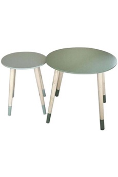 table d'appoint the home deco factory - tables gigognes bicolores scandi (lot de 2) vert