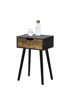 table de chevet premium xl table basse pour salon meuble design avec tiroir capacité de charge 5 kg panneau de partiules bois revêtu pvc 60 x 40 x 30 cm noir bois foncé