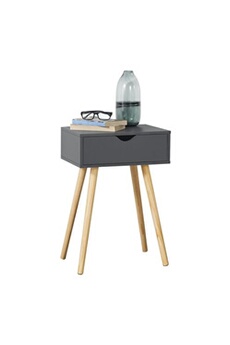 table de chevet premium xl table basse pour salon meuble design avec tiroir capacité de charge 5 kg panneau de partiules bois revêtu pvc 60 x 40 x 30 cm gris foncé [en.casa]