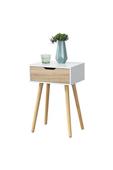 table de chevet premium xl table basse pour salon meuble design avec tiroir capacité de charge 5 kg panneau de partiules bois revêtu pvc 60 x 40 x 30 cm blanc chêne [en.casa]